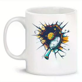 Table Tennis Coffee Mug, Unique Tennis Ball and Racket Design Mug, Sport Lover Ceramic Mug,
