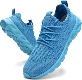 2022 Summer men's casual shoes light sneaker white large size outdoor breathable mesh fashion sports black running tennis shoes (Color: Blue, Shoe Size: 42)