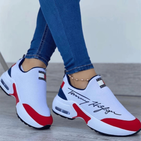 Tennis Shoes for Women 2022 Gym Sports Shoes Female Wedge Platform Sneakers Lace-up Breathable Walking Shoes Tenis Feminino (Color: White, Shoe Size: 40)