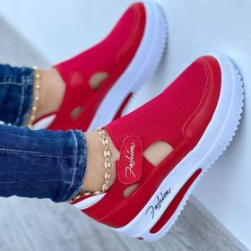 Womens Sneakers Casual Shoes Ladies Running Shoes Female Platform Shoes Mesh Breathable Comfort Women Sport Shoes Tennis (Color: Red, Shoe Size: 37)