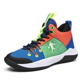 New fashion children's shoes comfortable and breathable all match primary and secondary school students youth basketball sports shoes running sho (Color: Sapphire blue, size: 30)