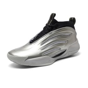 New men's trend fashion sports basketball shoes couple shoes basketball shoes men running sneakers (Color: Black silver, size: 39)