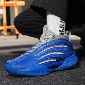 New men's trend fashion sports basketball shoes couple shoes basketball shoes men running sneakers (Color: Blue, size: 45)