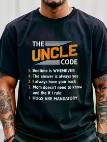 The Uncle Code Family Shirts Men Funny T Shirts, Uncle Birthday Gifts, Men's T Shirts, Going Out, Gym-Friendly, Running (Color: Black, size: M)